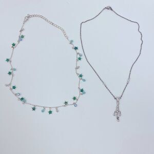 SILVER,‎ Stars and Sparkle petite necklace two pack